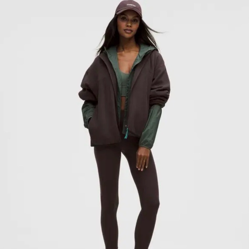 NWT lululemon Tumbled Fleece Full-
Zip Jacket in Sequoia brown / Black trim - M - Picture 2 of 10